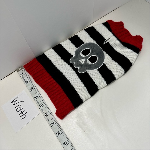 Dog Sweater Sz S Skull Halloween Stripe Red Black White RN #54269 - Picture 4 of 7